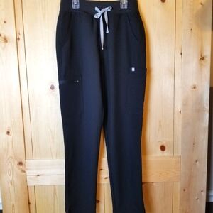 Figs HW Yola Black Skinny Tie Waist Scrub Pants